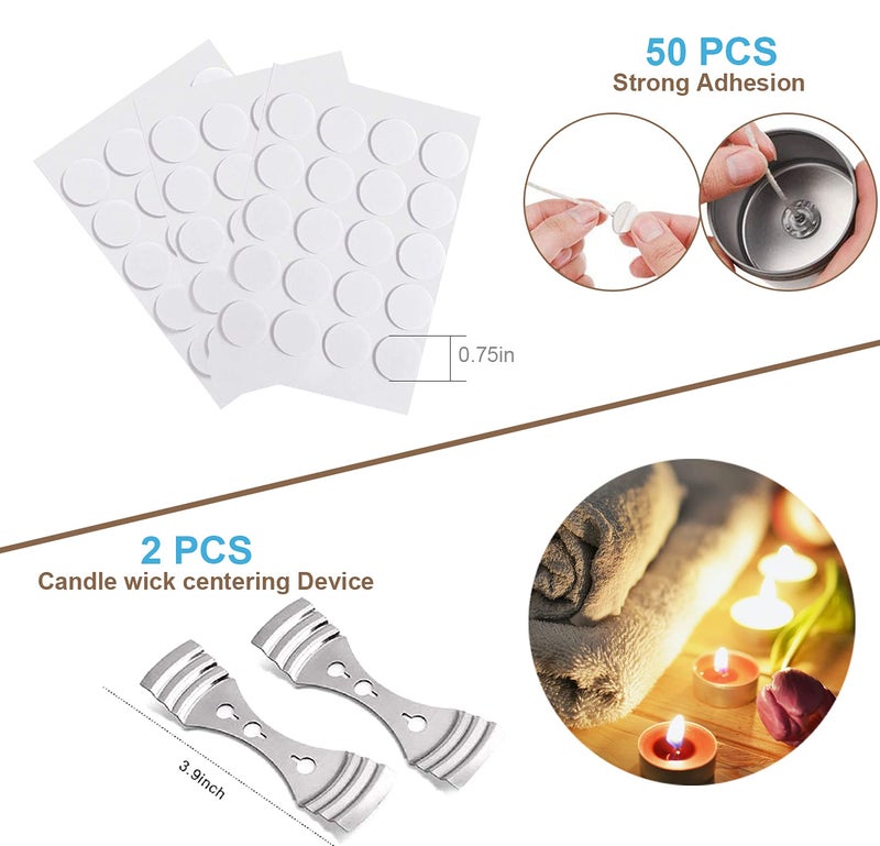 DINGPAI Candle Making Kit, DIY Candles Craft Tools,1pc Candle Make Pouring Pot,50pcs Candle Wicks, 50pcs Candle Wicks Sticker and 2pcs 3-Hole Candle Wicks Holder - Image 3